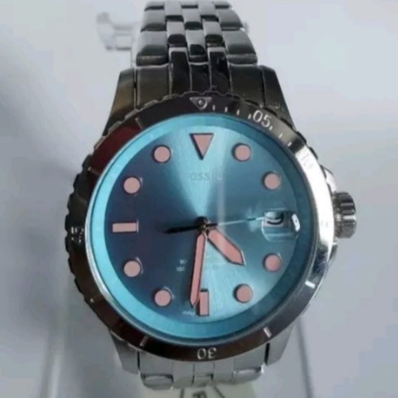 FOSSIL Quartz SS Baby blue dial ladies watch - Picture 1 of 2